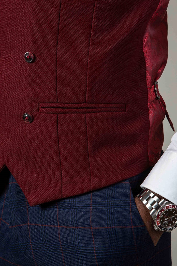 MARC DARCY Kelvin Double Breasted Waistcoat - Wine