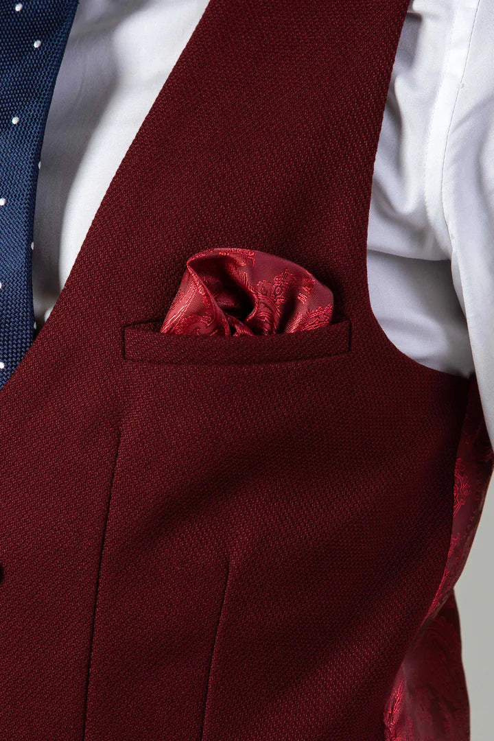 MARC DARCY Kelvin Double Breasted Waistcoat - Wine