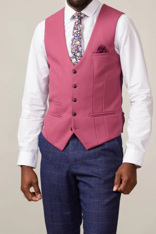 MARC DARCY Kelvin Single Breasted Waistcoat - Berry