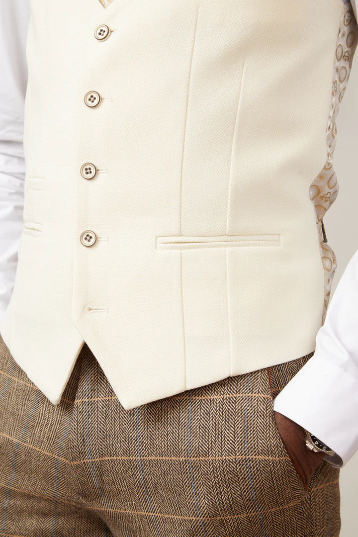 MARC DARCY Kelvin Single Breasted Waistcoat - Cream