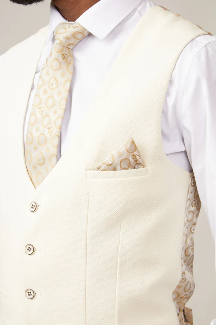 MARC DARCY Kelvin Single Breasted Waistcoat - Cream