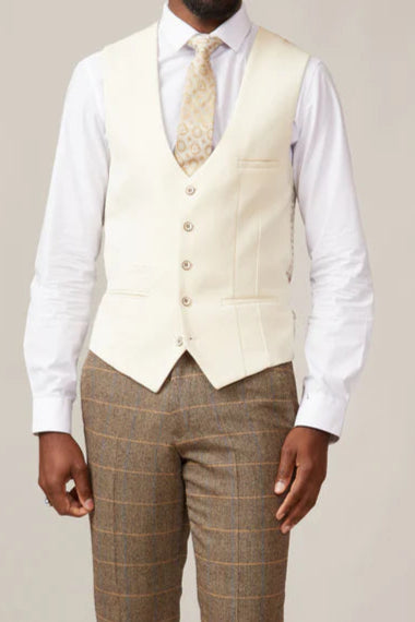 MARC DARCY Kelvin Single Breasted Waistcoat - Cream