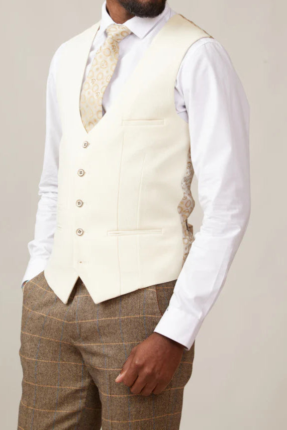 MARC DARCY Kelvin Single Breasted Waistcoat - Cream