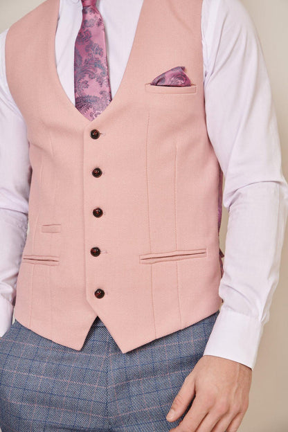 MARC DARCY Kelvin Single Breasted Waistcoat - Pink Blush