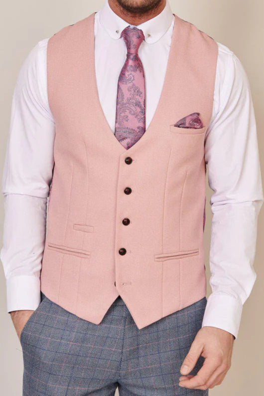MARC DARCY Kelvin Single Breasted Waistcoat - Pink Blush