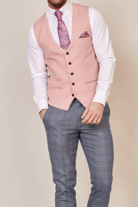 MARC DARCY Kelvin Single Breasted Waistcoat - Pink Blush