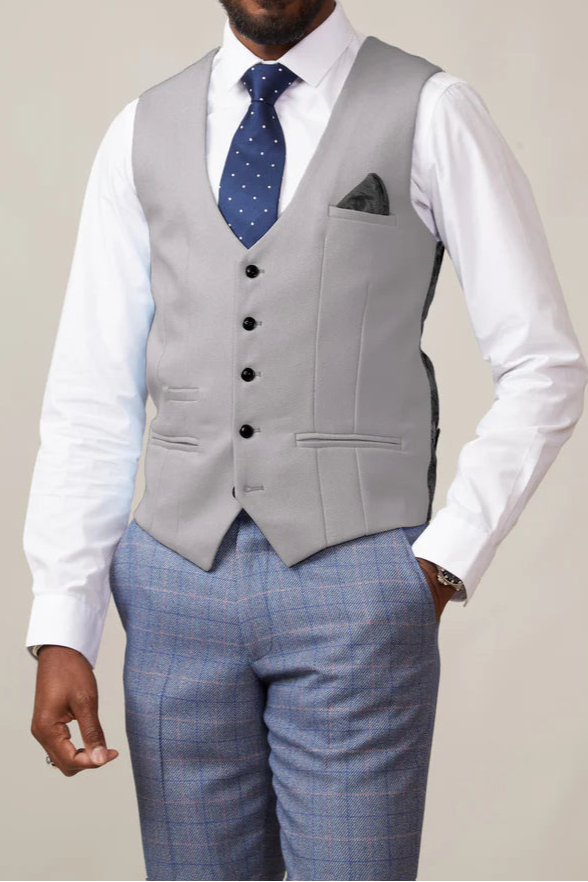 MARC DARCY Kelvin Single Breasted Waistcoat - Silver Grey