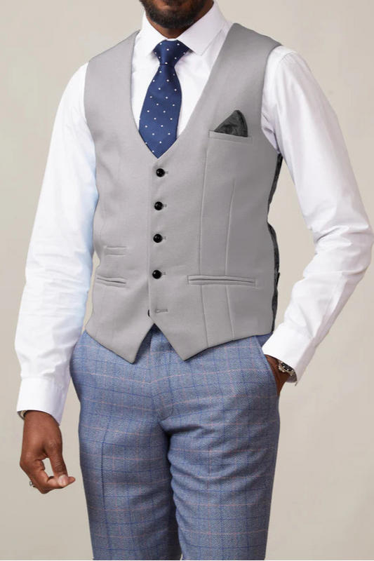 MARC DARCY Kelvin Single Breasted Waistcoat - Silver Grey