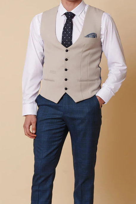 MARC DARCY Kelvin Single Breasted Waistcoat - Stone