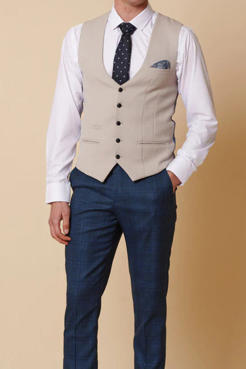 MARC DARCY Kelvin Single Breasted Waistcoat - Stone