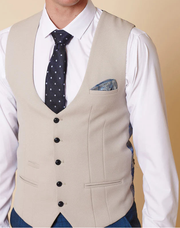 MARC DARCY Kelvin Single Breasted Waistcoat - Stone
