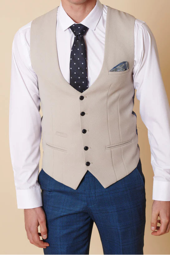 MARC DARCY Kelvin Single Breasted Waistcoat - Stone