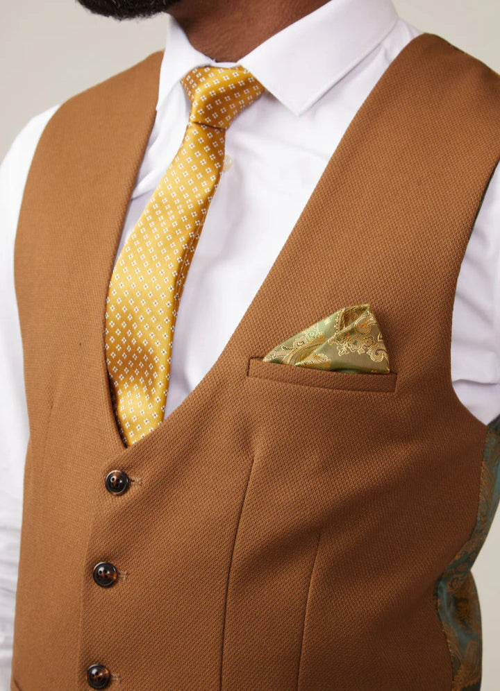 MARC DARCY Kelvin Single Breasted Waistcoat - Tan