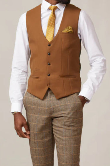 MARC DARCY Kelvin Single Breasted Waistcoat - Tan