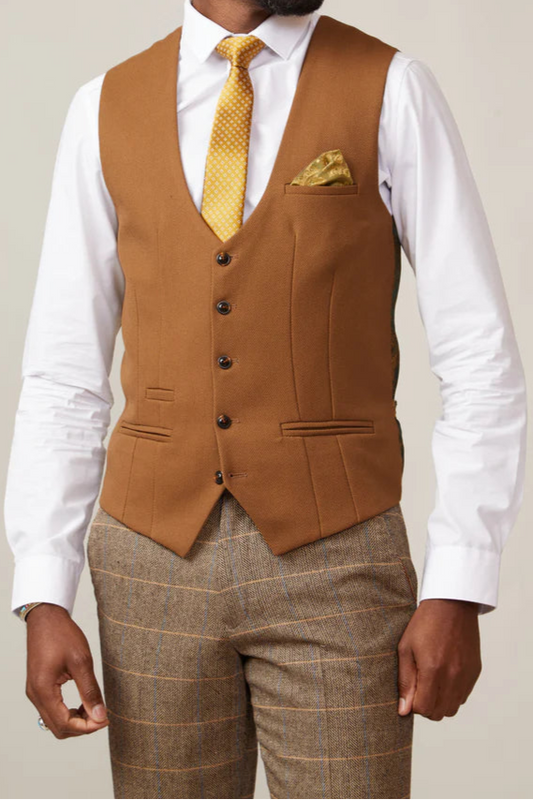 MARC DARCY Kelvin Single Breasted Waistcoat - Tan