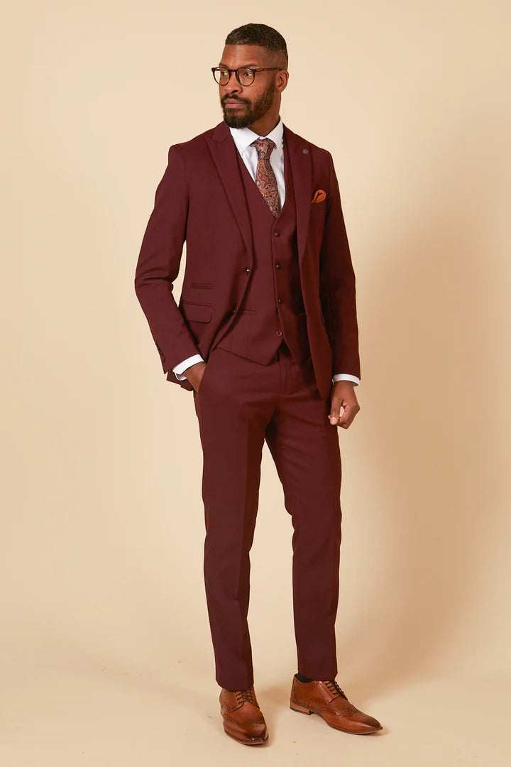 MARC DARCY Max Three Piece Suit Wine