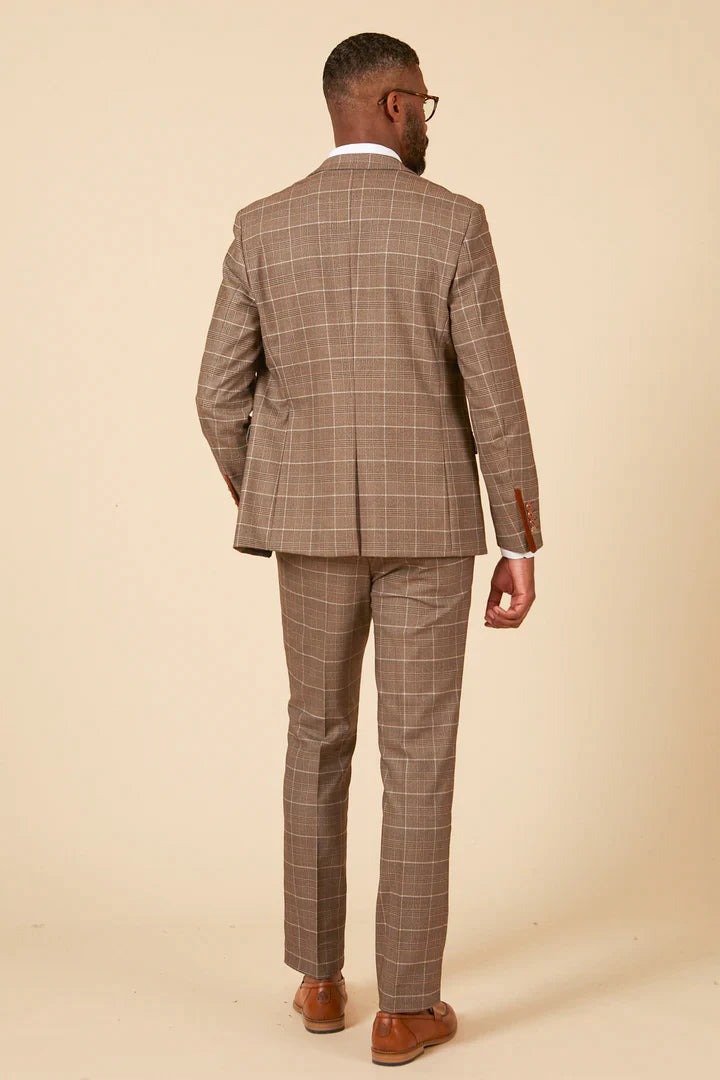 MARC DARCY Ray Two Piece Suit - Tan Check