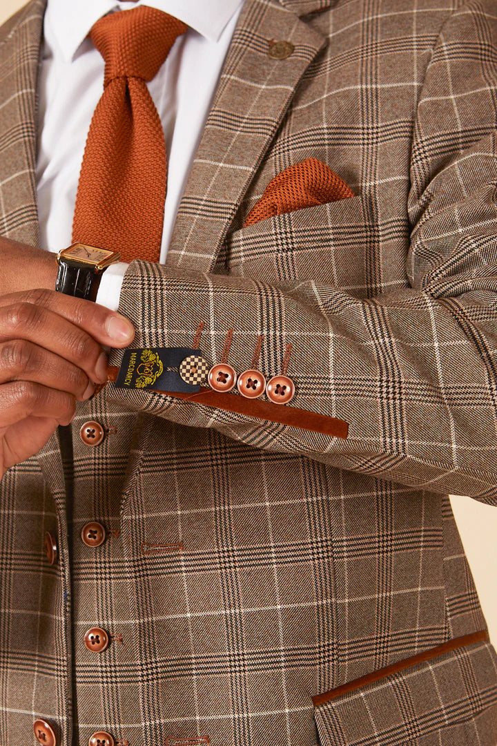 MARC DARCY Ray Two Piece Suit - Tan Check