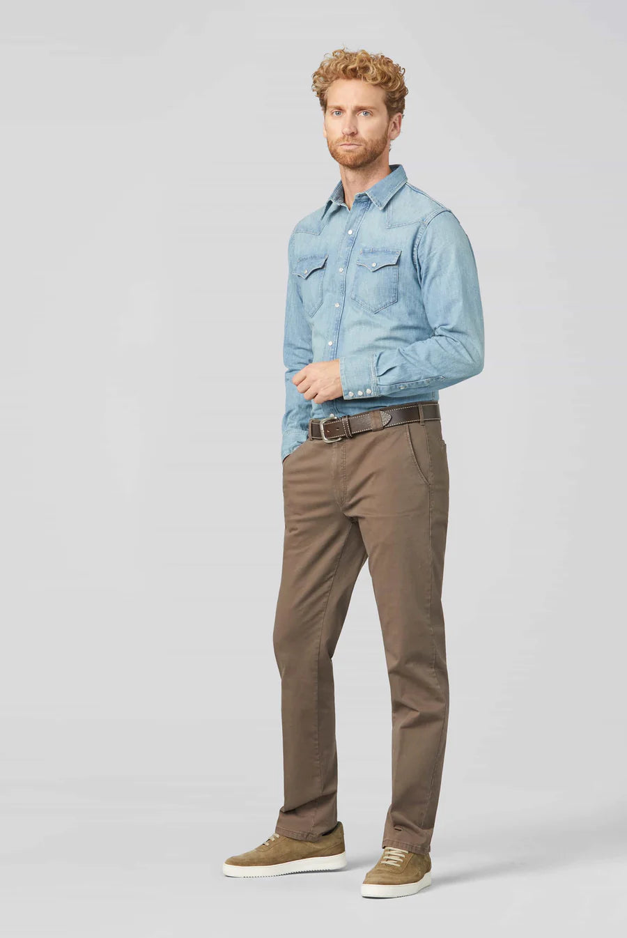 MEYER Roma 316 Luxury Cotton Chino Trousers - Stone