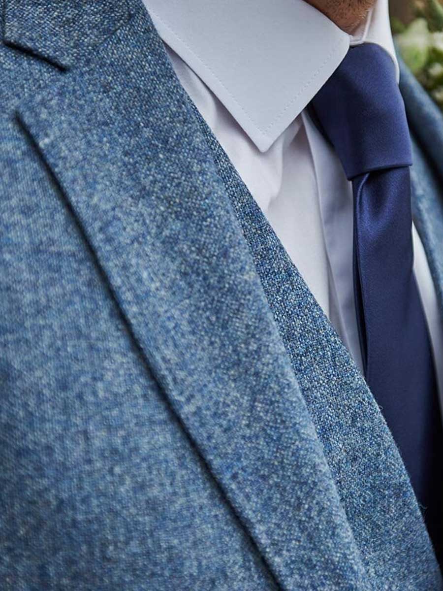 TORRE Milan Three Piece Tweed Suit - Blue