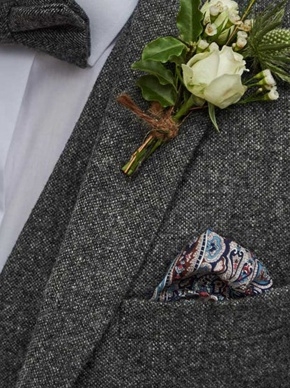 TORRE Milan Three Piece Tweed Suit - Grey
