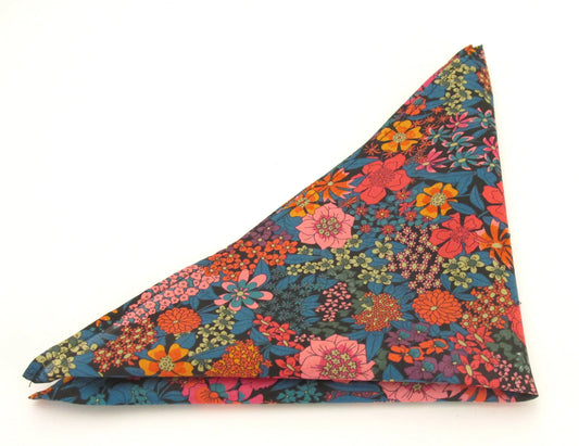 VAN BUCK Liberty Print Cotton Pocket Square - Ciara Orange