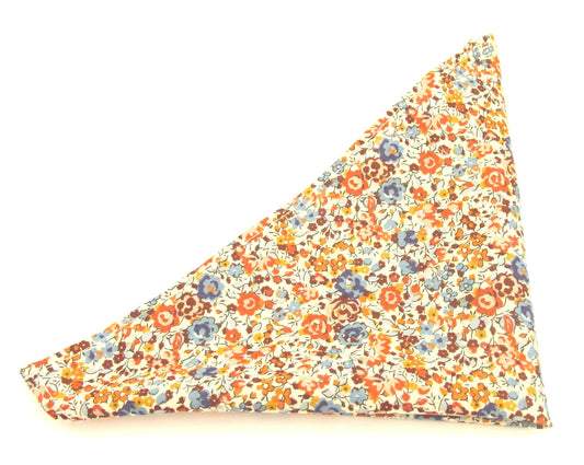 VAN BUCK Liberty Print Cotton Pocket Square - Emma & Georgina Orange