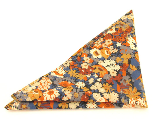 VAN BUCK Liberty Print Cotton Pocket Square - Thorpe Orange