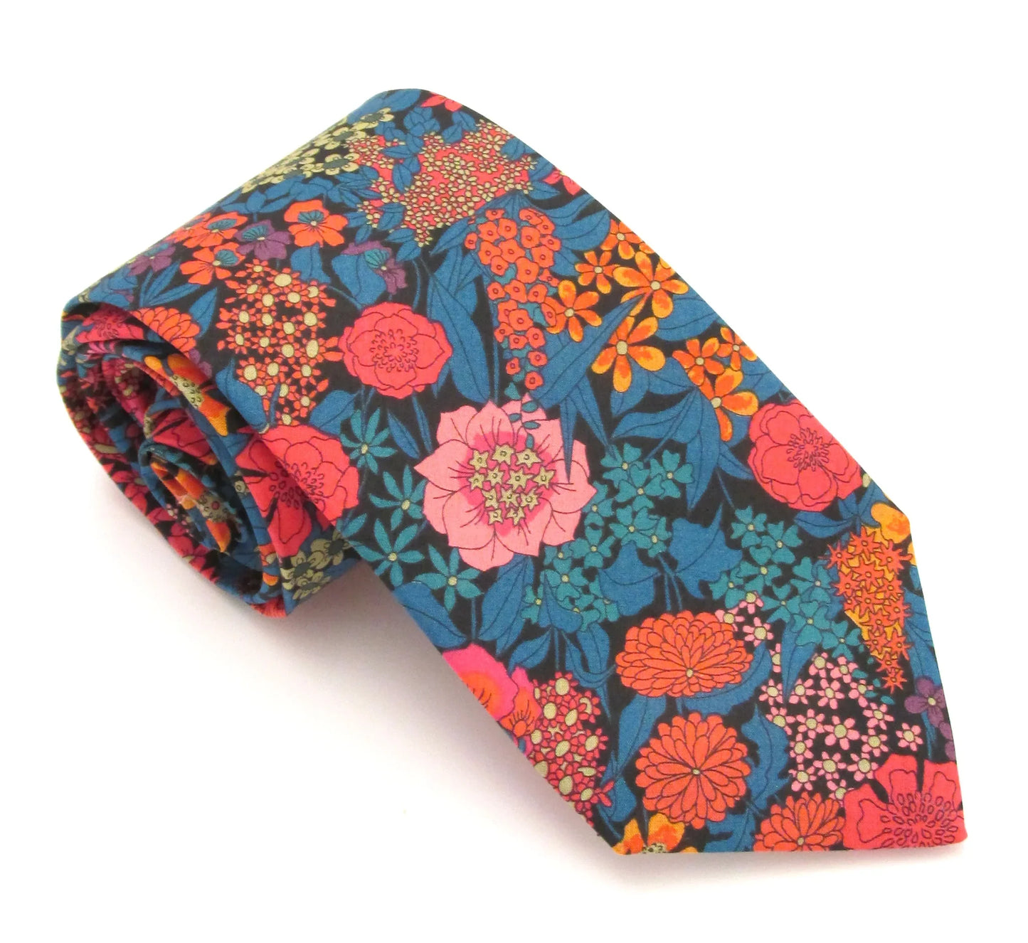 VAN BUCK Liberty Print Cotton Pocket Square - Ciara Orange