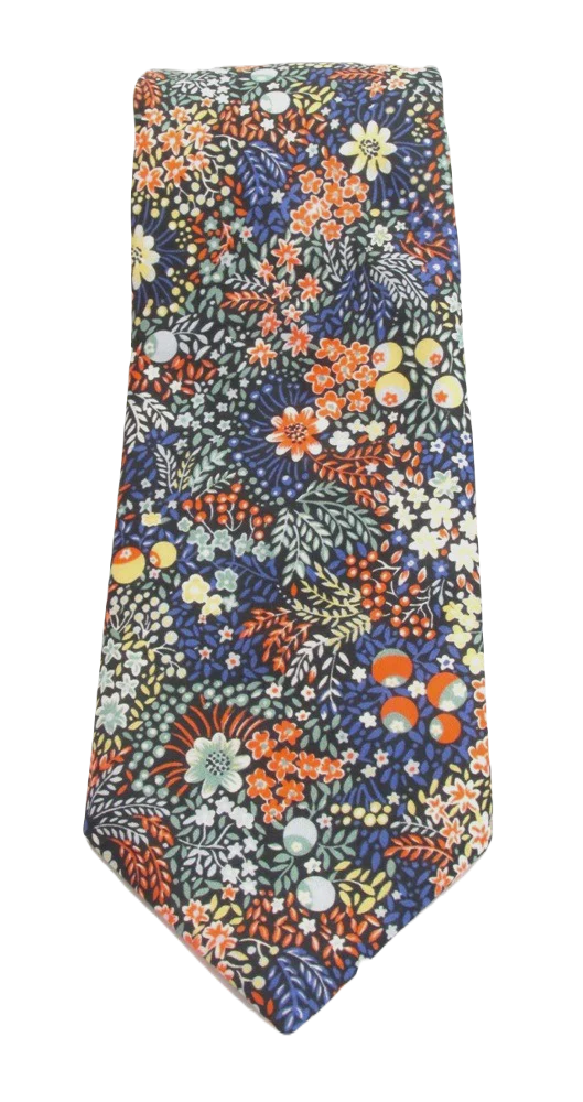 VAN BUCK Liberty Print Cotton Tie & Pocket Square - Elderberry