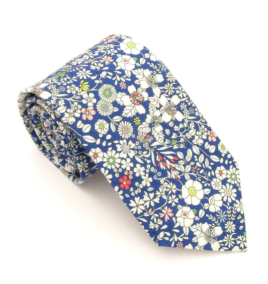 VAN BUCK Liberty Print Cotton Tie - Junes Meadow Blue
