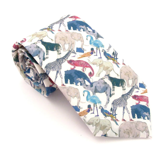 VAN BUCK Liberty Print Cotton Tie - Queue For The Zoo