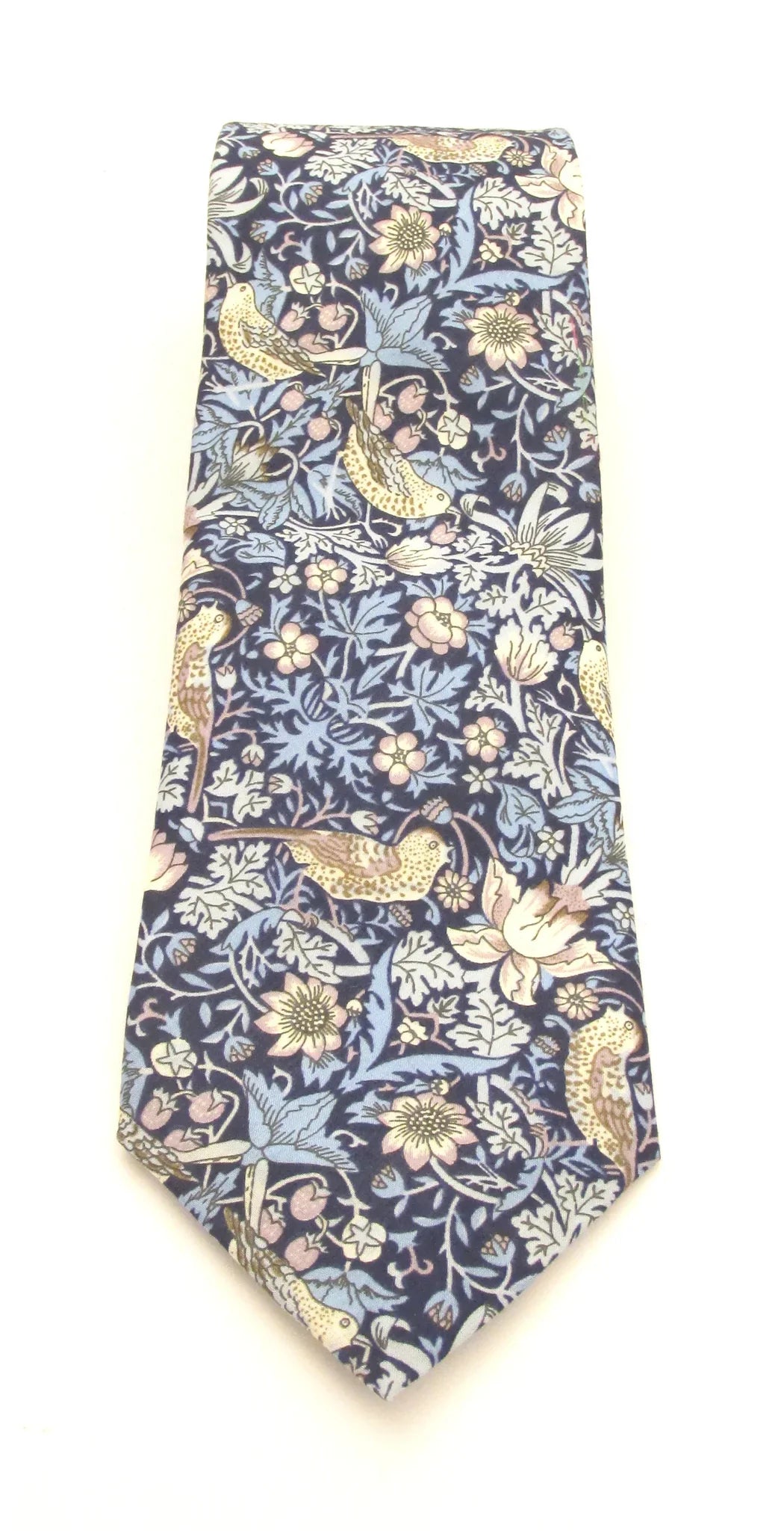VAN BUCK Liberty Print Cotton Pocket Square - Strawberry Thief Blue