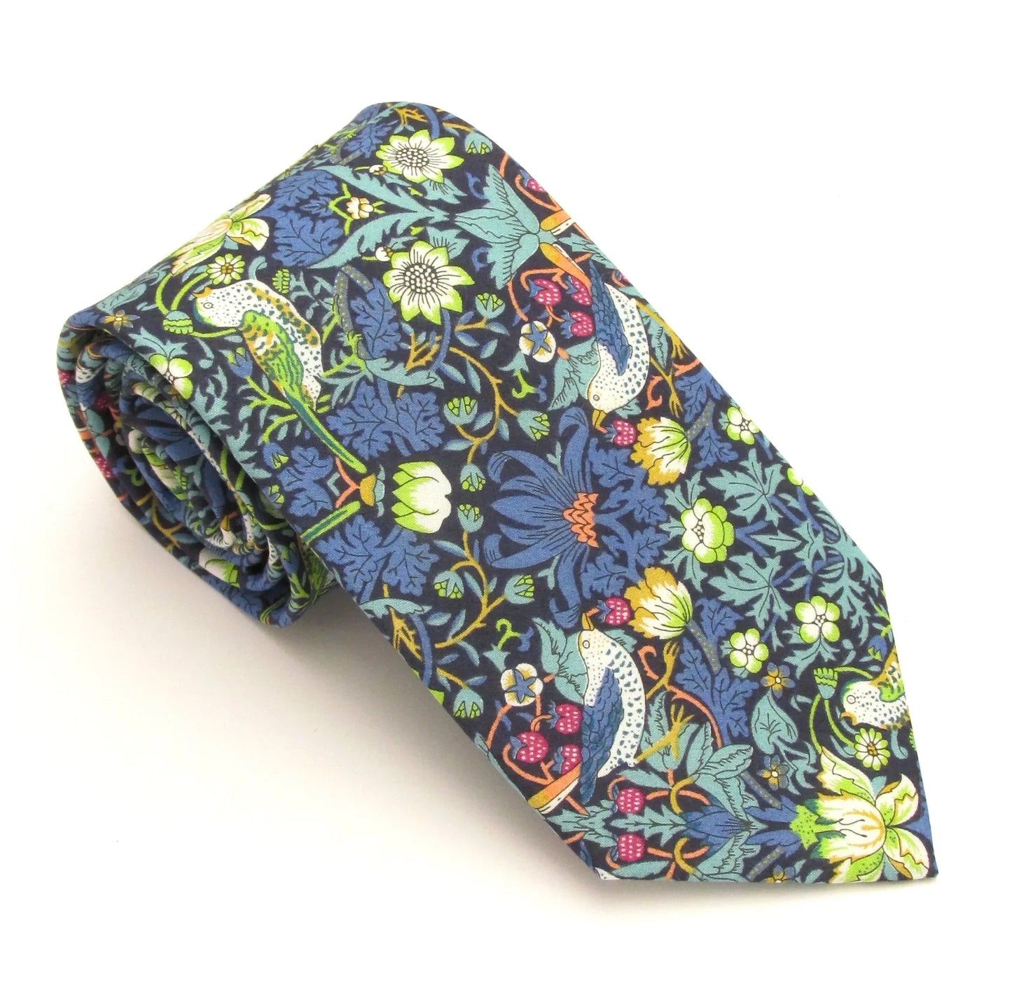 VAN BUCK Liberty Print Cotton Pocket Square - Strawberry Thief Green