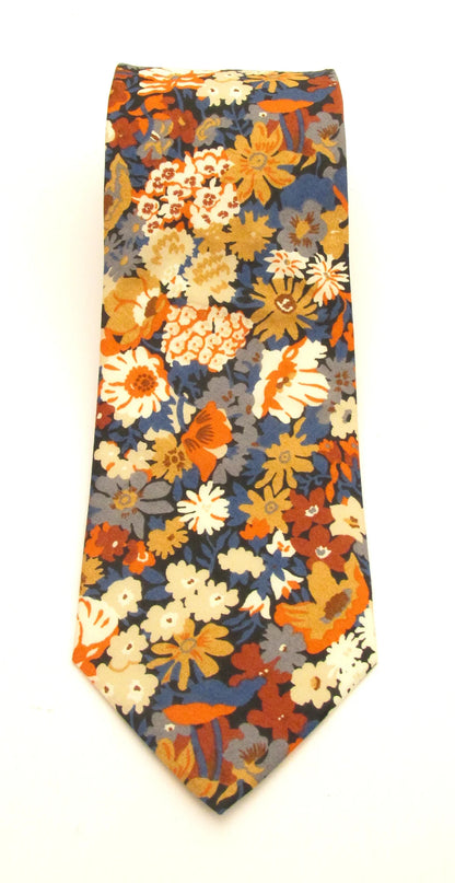 VAN BUCK Liberty Print Cotton Tie & Pocket Square - Thorpe Orange