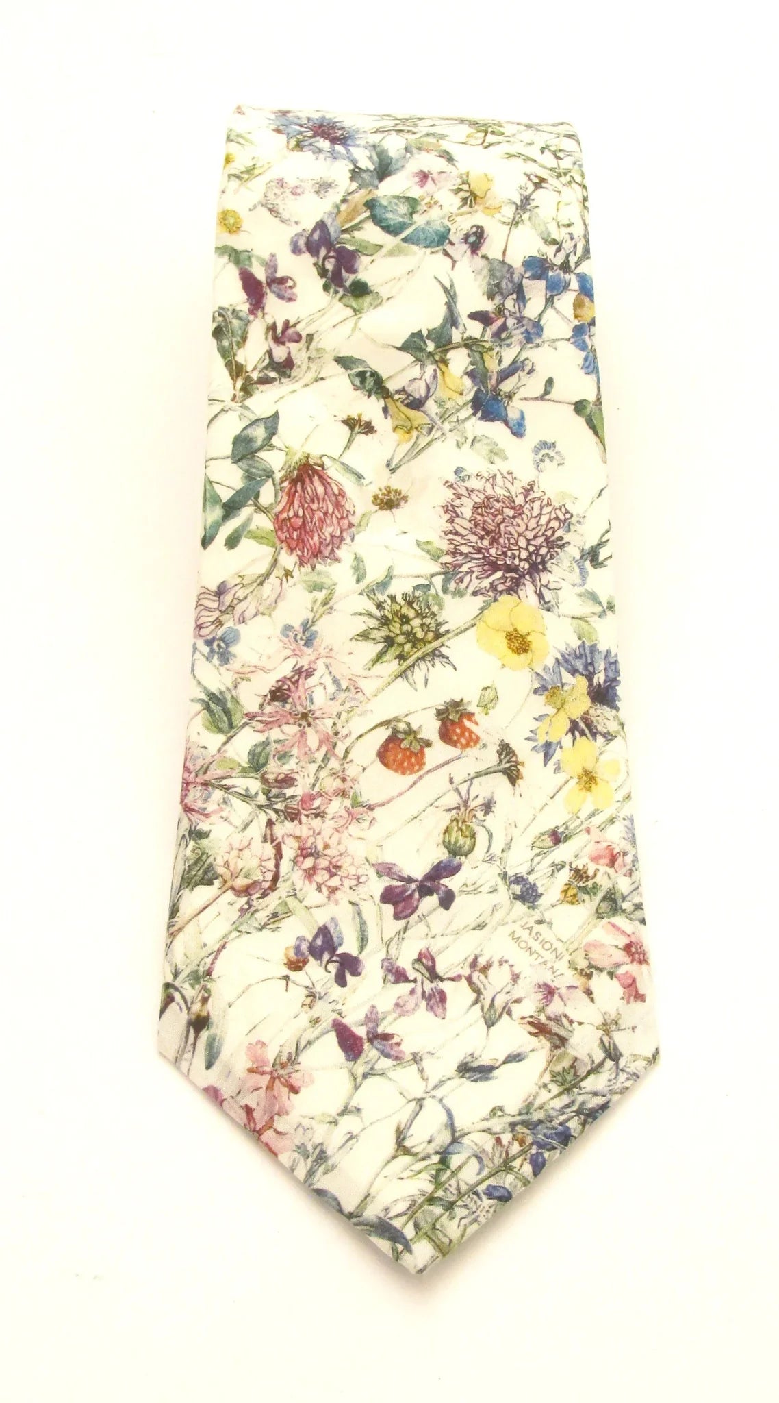 VAN BUCK Liberty Print Cotton Pocket Square - Wild Flowers Ivory