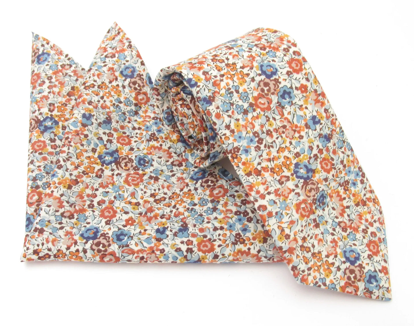 VAN BUCK Liberty Print Cotton Pocket Square - Emma & Georgina Orange