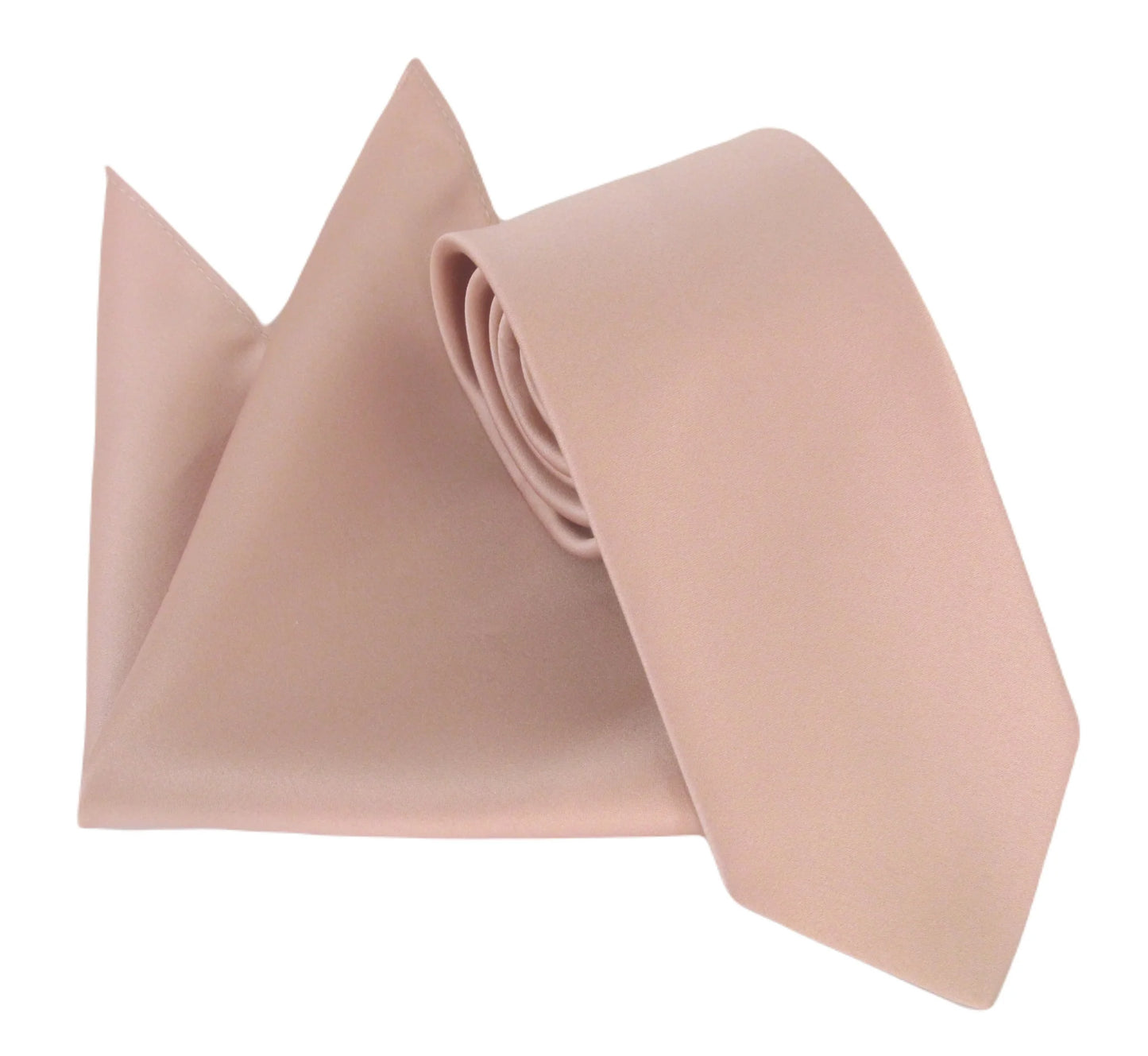 VAN BUCK Satin Wedding Tie & Pocket Square - Rose Gold