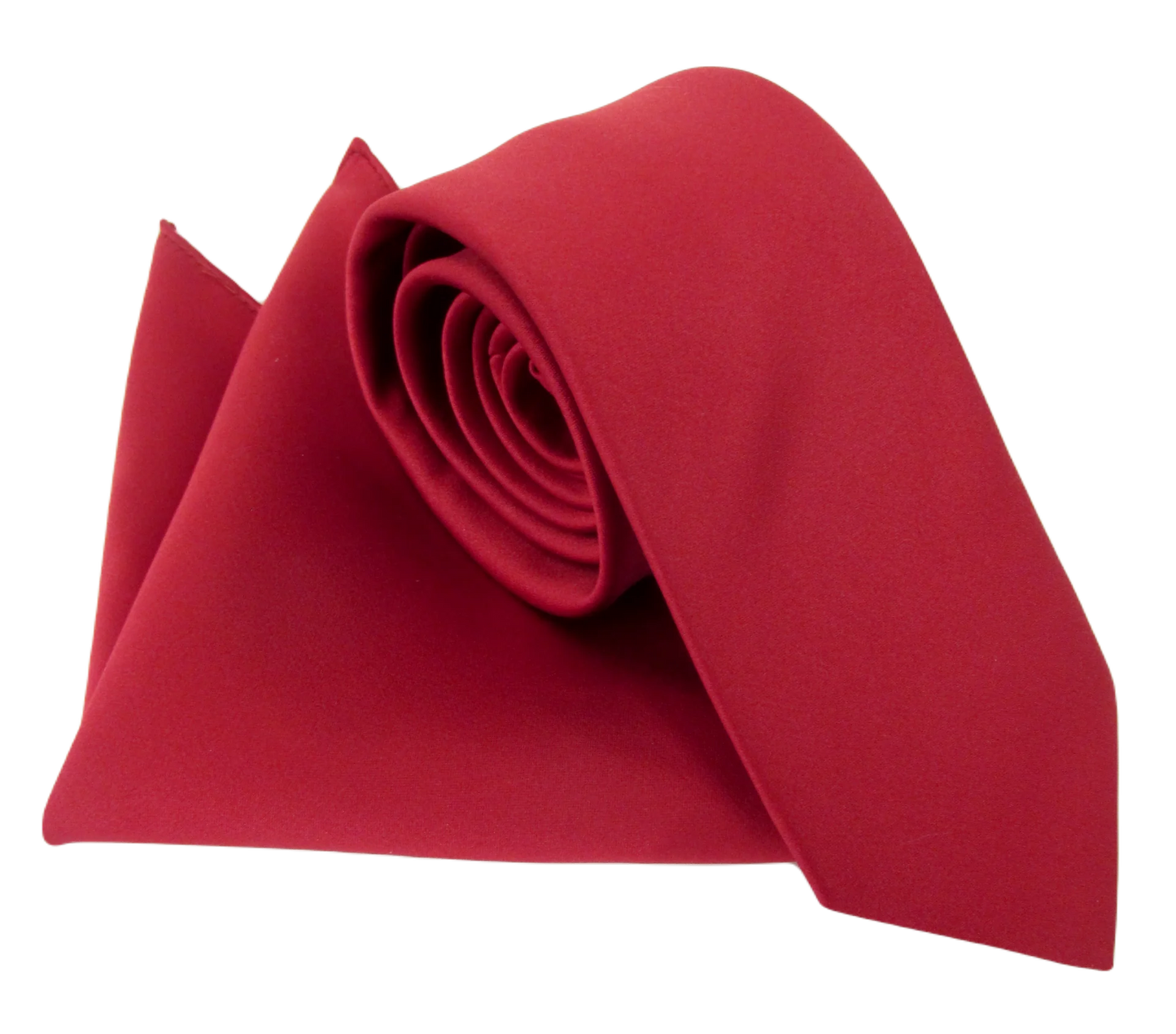 VAN BUCK Satin Wedding Tie & Pocket Square- Cherry Red