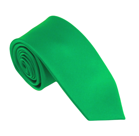 VAN BUCK Satin Wedding Tie & Pocket Square - Emerald Green
