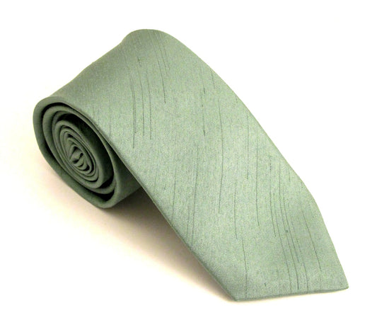 VAN BUCK Slub Wedding Tie & Pocket Square - Light Green Sage Slub