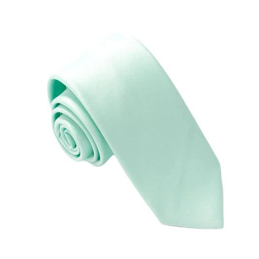 VAN BUCK Satin Wedding Tie & Pocket Square - Mint Green