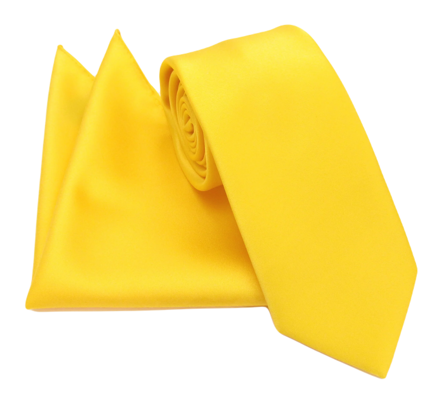 VAN BUCK Satin Wedding Tie & Pocket Square - Sunflower Yellow