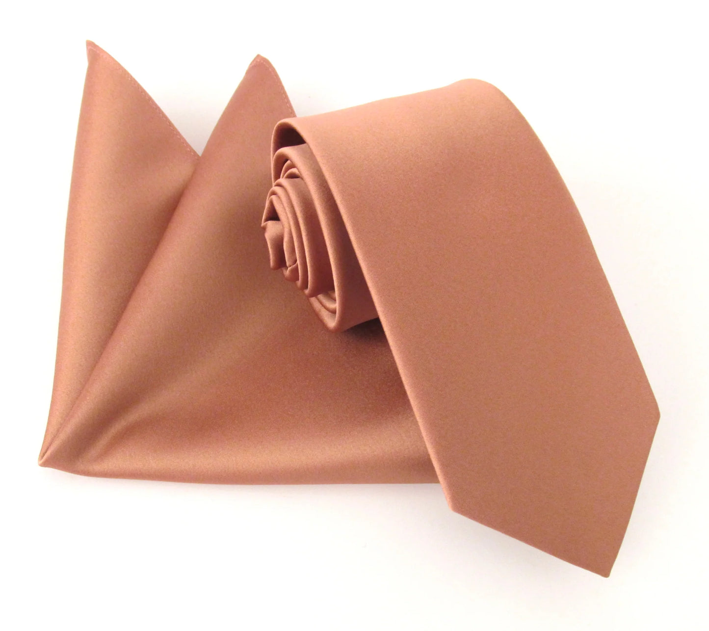 VAN BUCK Satin Wedding Tie & Pocket Square - Terracotta