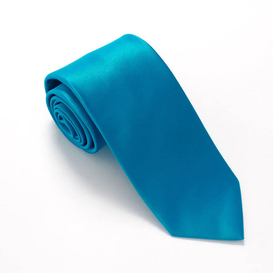 VAN BUCK Satin Wedding Tie & Pocket Square - Turquoise