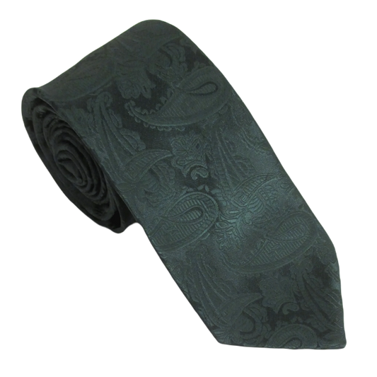 VAN BUCK Wedding Tie & Pocket Square - Forest Green Paisley