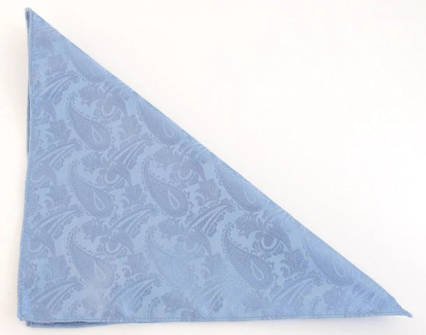 VAN BUCK Wedding Tie & Pocket Square - Sky Blue Paisley