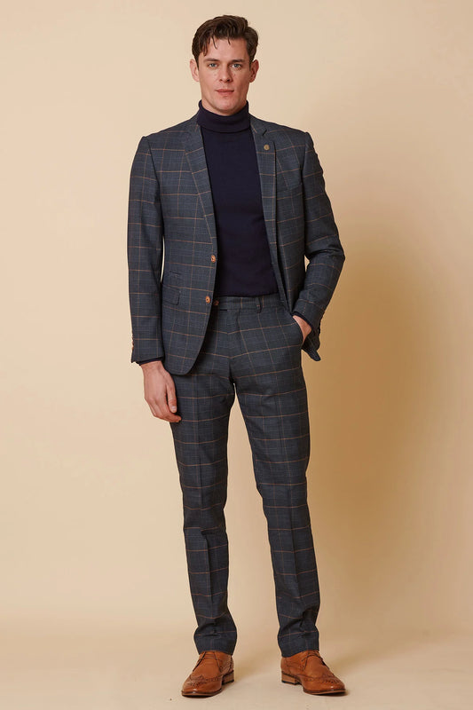 MARC DARCY Jenson Two Piece Suit - Marine Navy Check