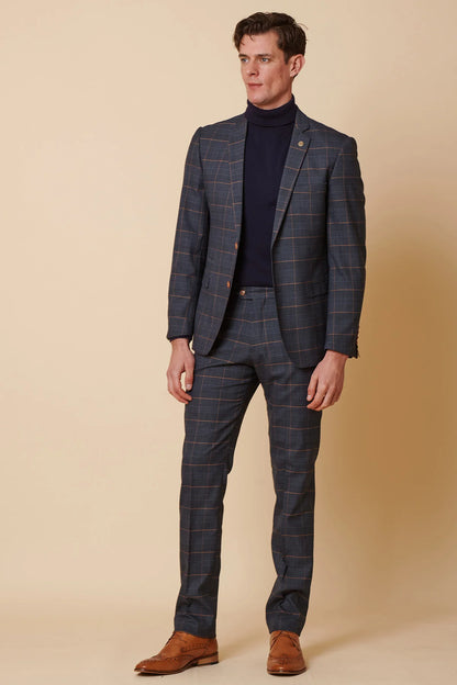 MARC DARCY Jenson Two Piece Suit - Marine Navy Check