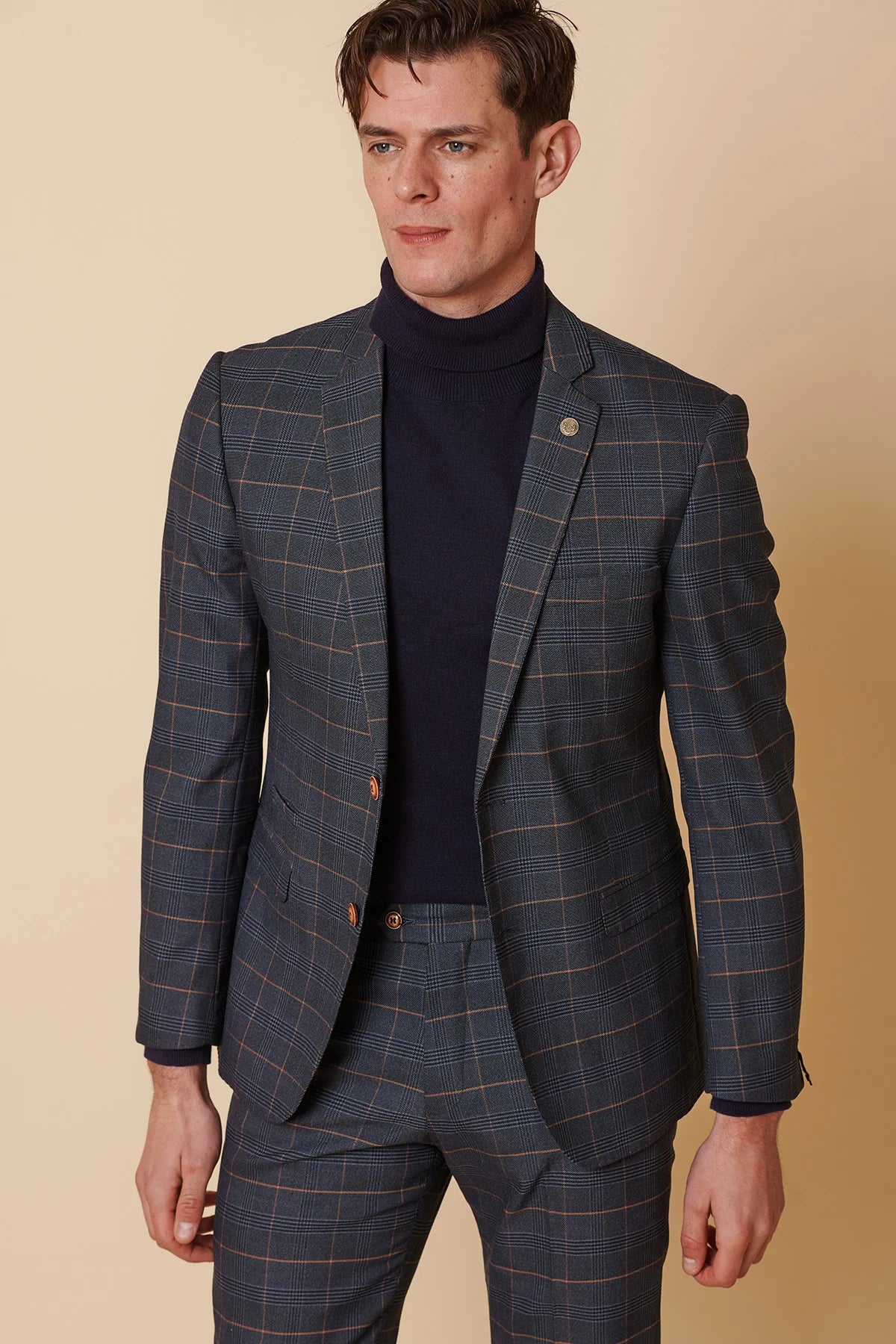 MARC DARCY Jenson Two Piece Suit - Marine Navy Check